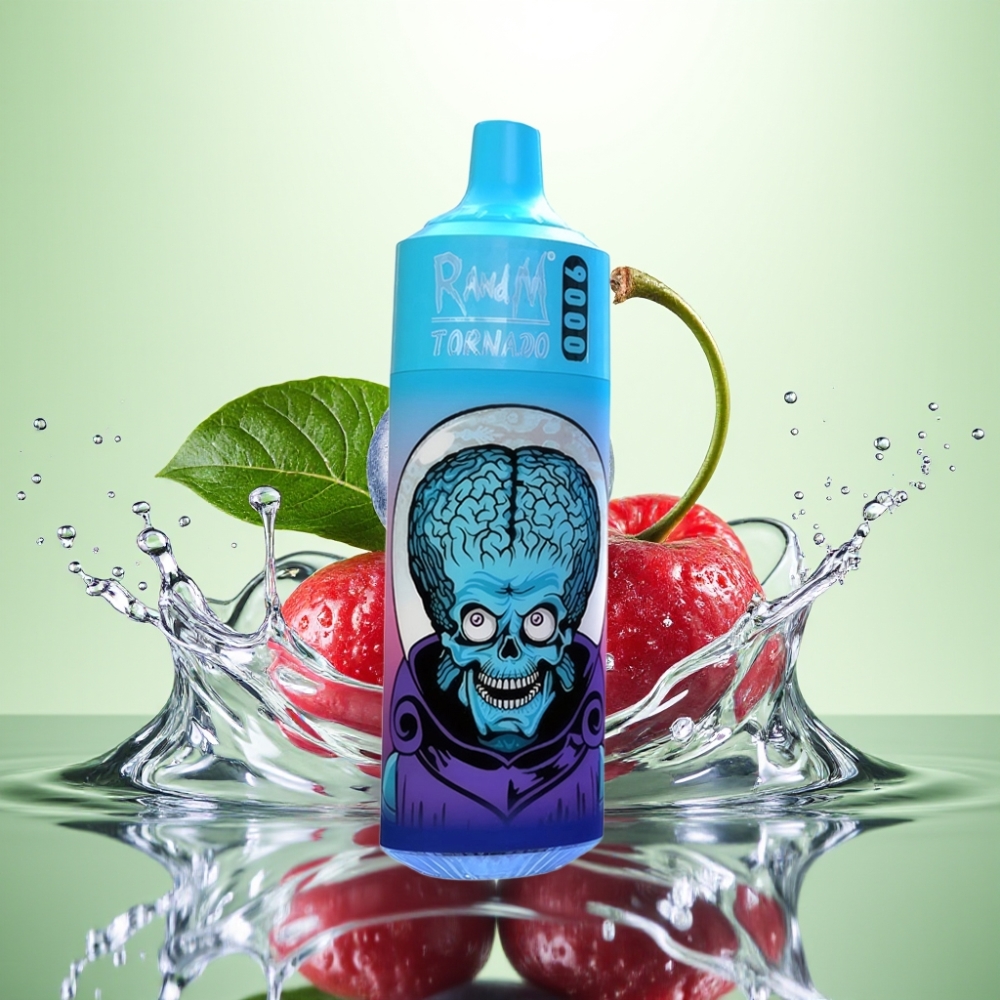 RandM Fumot Tornado 9000 Puf Şarj Edilebilir 850 mAh 18 mL Mesh Coil RGB Ekran Yaban Mersini Kiraz Cranberry