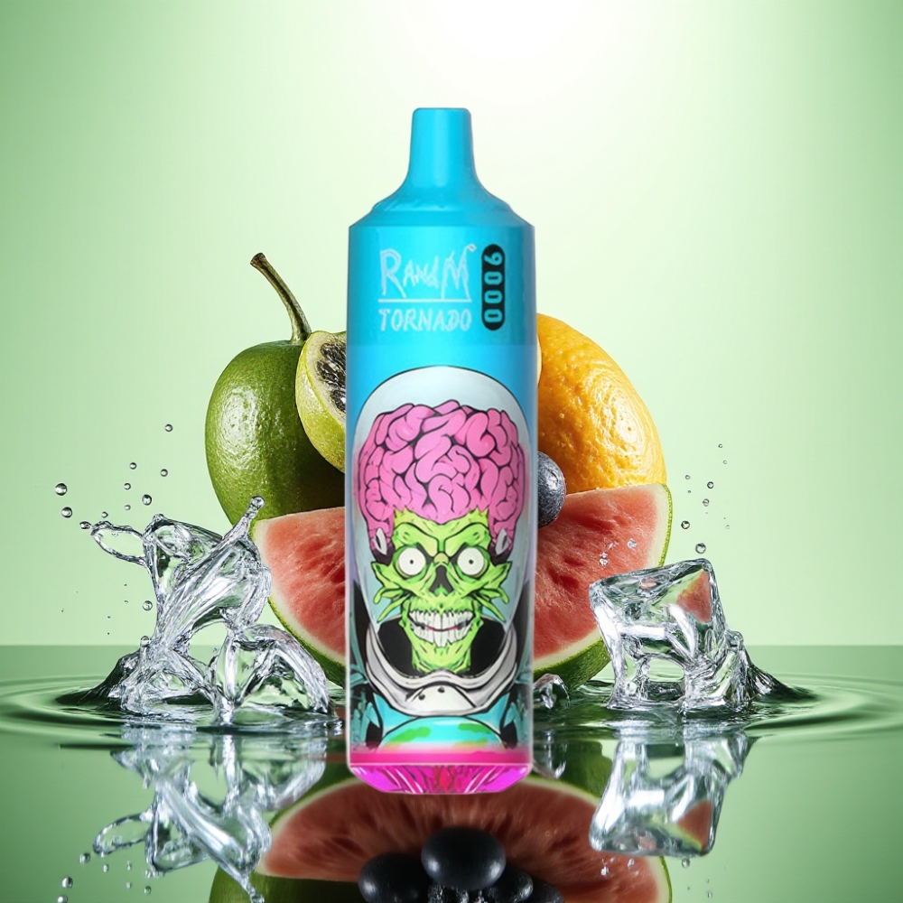 RandM Fumot Tornado 9000 Puf Şarj Edilebilir 850 mAh 18 mL Mesh Siyah Ejderha Buz