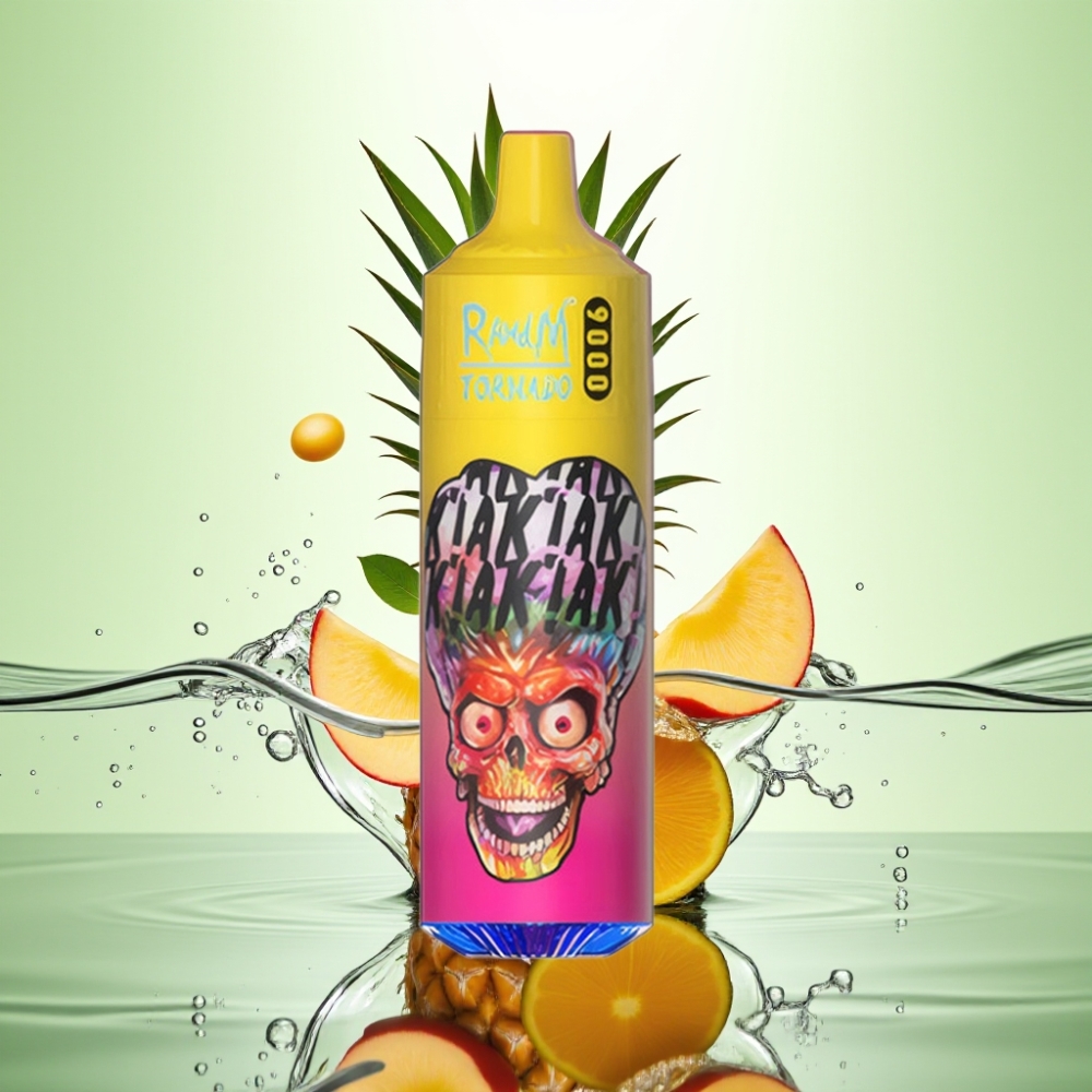 RandM Fumot Tornado 9000 Puf Şeftali Mango Ananas 18 mL 850 mAh RGB Ekran Mesh Coil
