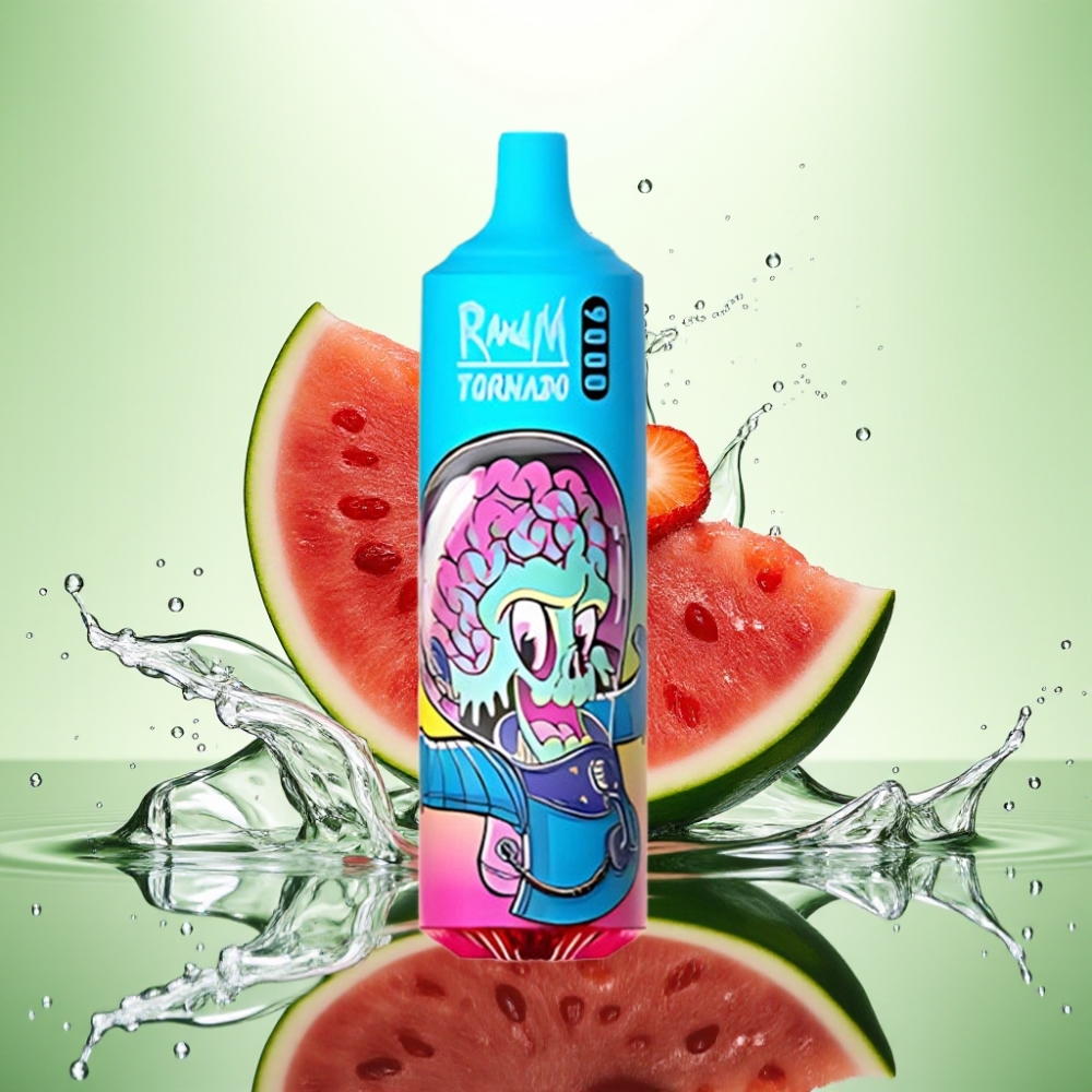 RandM Fumot Tornado 9000 Puff Şarj Edilebilir 18 mL Prime Çilek Karpuz Aromalı Mesh Coil RGB Ekran
