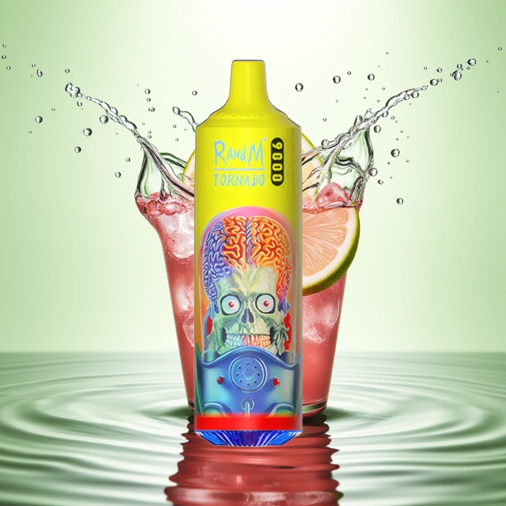 RandM Tornado 9000 Puff 850 mAh Şarj Edilebilir 18 mL Mesh Coil RGB Ekran Pembe Limonata