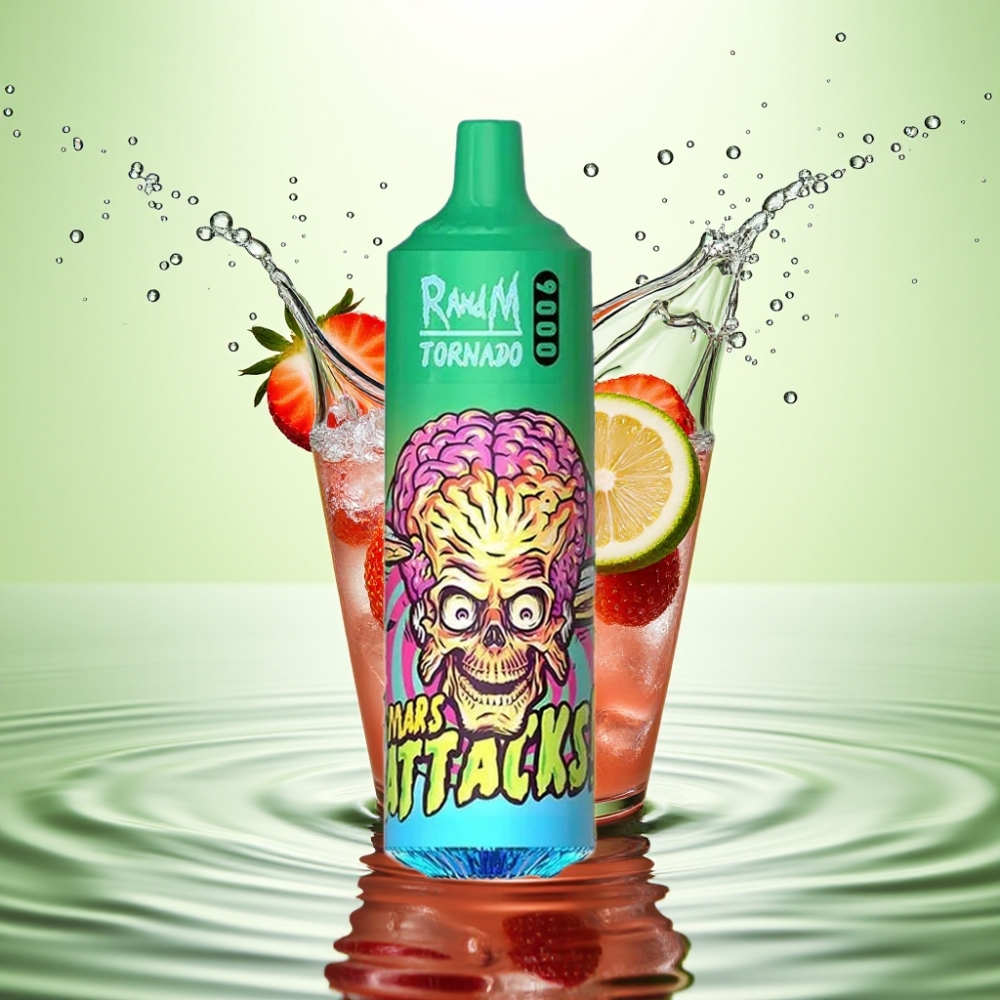 RandM Tornado 9000 Puff 850 mAh Şarj Edilebilir 18 mL Mesh Coil Çilek Limonata