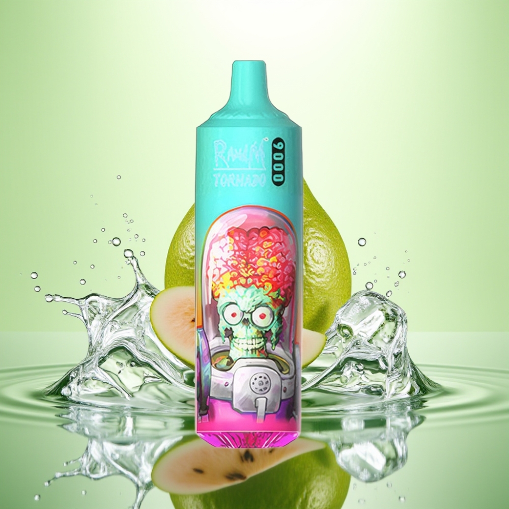 RandM Tornado 9000 Puff Şarj Edilebilir 850 mAh 18 mL Mesh Coil RGB Ekran Guava Buz