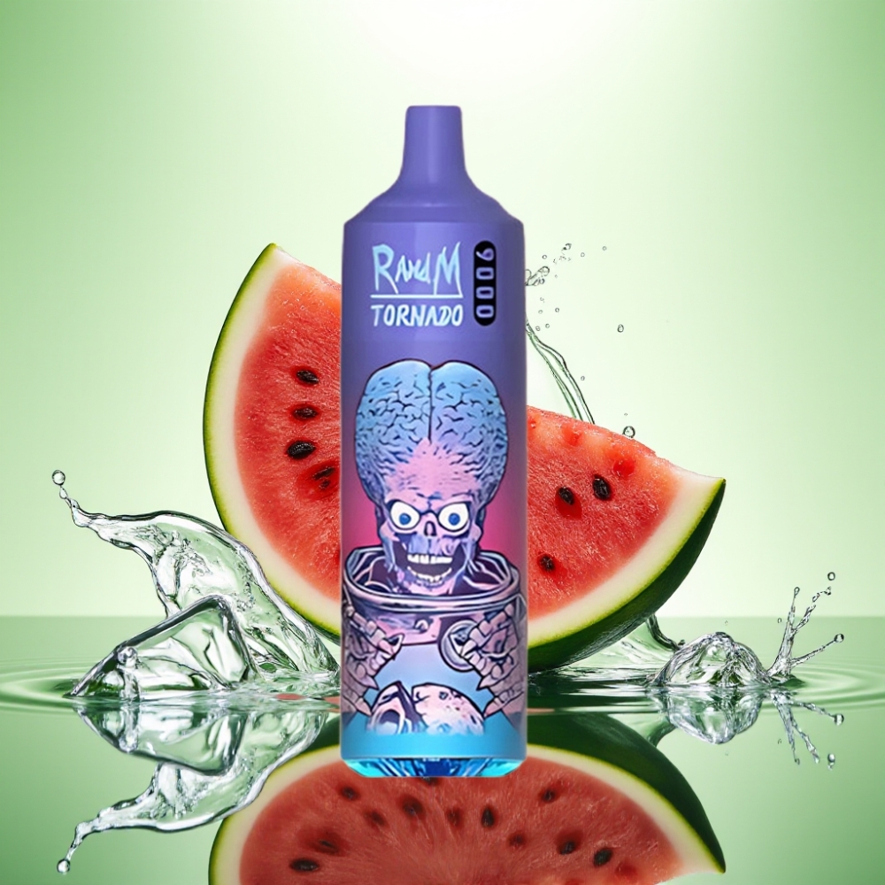 RandM Tornado 9000 Puff Şarj Edilebilir 850 mAh 18 mL Mesh Coil RGB Ekran Karpuz Brazz Buz