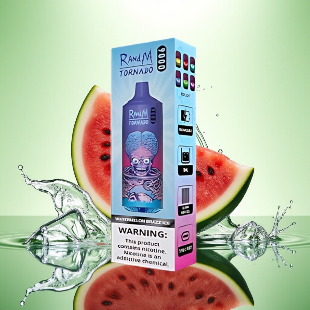 RandM Tornado 9000 Puff Şarj Edilebilir 850 mAh 18 mL Mesh Coil RGB Ekran Karpuz Brazz Buz