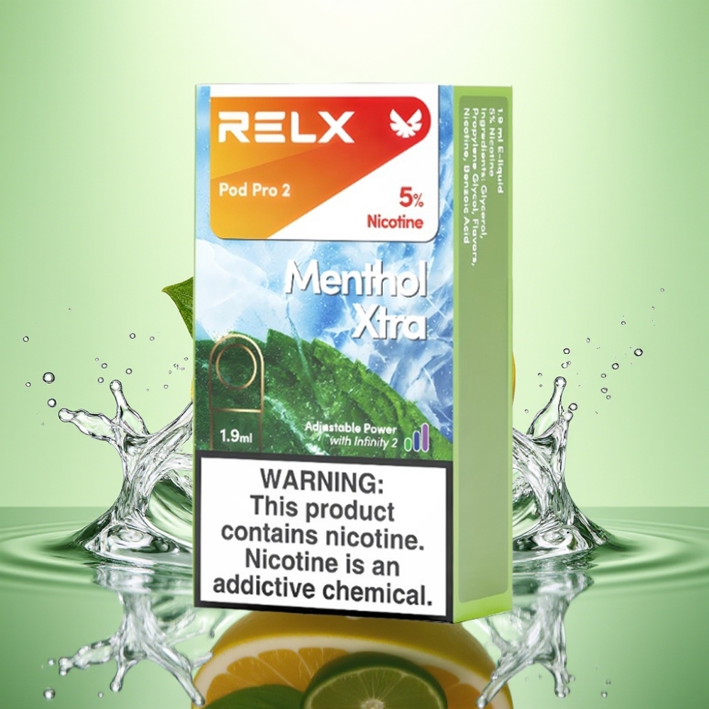 RELX Pod Pro 2 600 Puf 1.9ml 5% Nikotin 3 Voltaj Ayarı Mentol Xtra