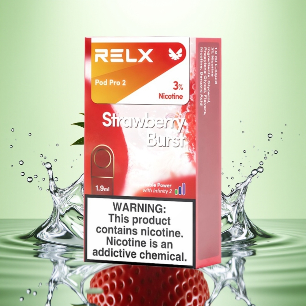 RELX Pod Pro 2 600 Puff 1.9ml 3 Nikotin Seviyesi Çilek Patlaması Eco/Smooth/Boost Modları