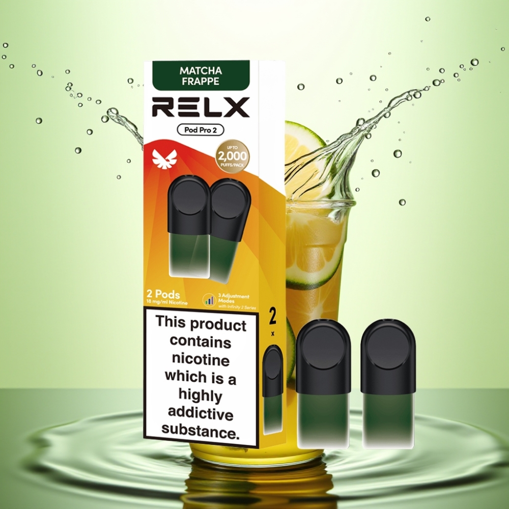 RELX Pod Pro 2 600 Pufluk 1.8% Nikotin Çay-Matcha Frappe 1.9ml 3 Voltaj Modu